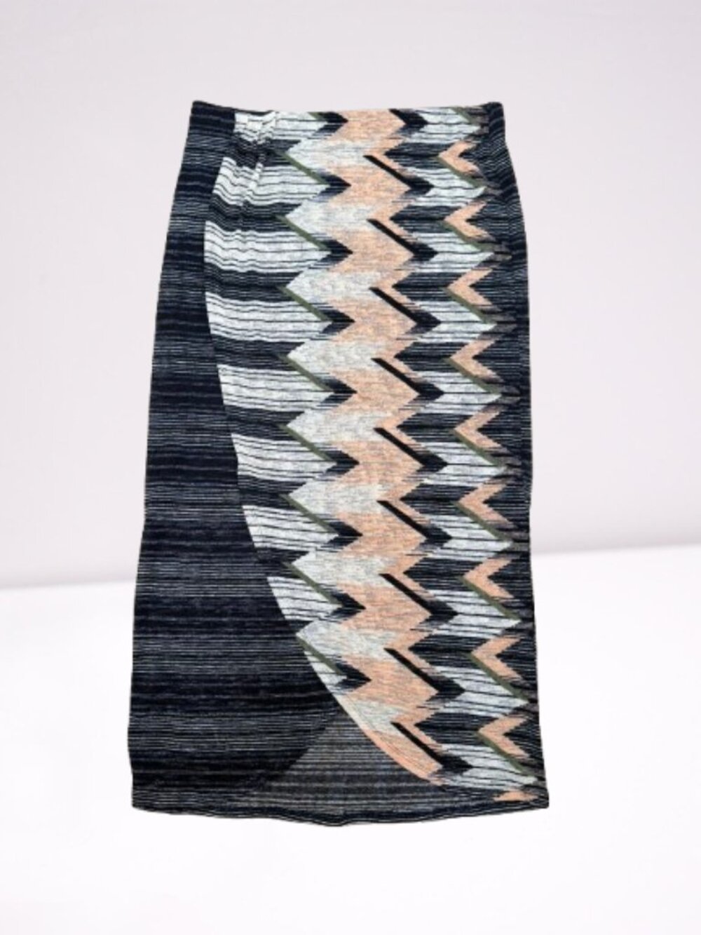 Anthropologie Chevron Midi Skirt in Black, Pink, Cream - Picture 2 of 10